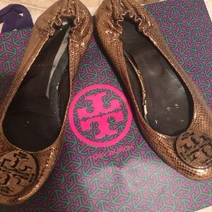 Tory Burch Bronze Reva Flats